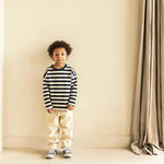 Jenest Kinder Langarm T-Shirt Oversized Moos Navy Blue Off White Stripe bei Yay Kids