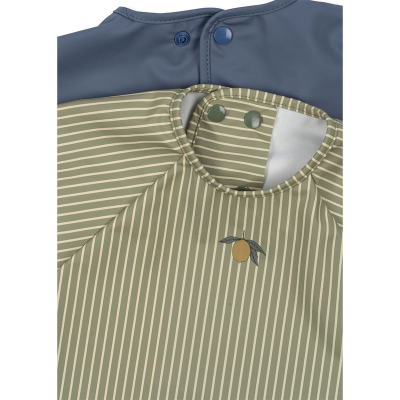 Konges Slojd Lätzchen Set Dinner Bib Tea Stripe/Flint Stone bei Yay Kids
