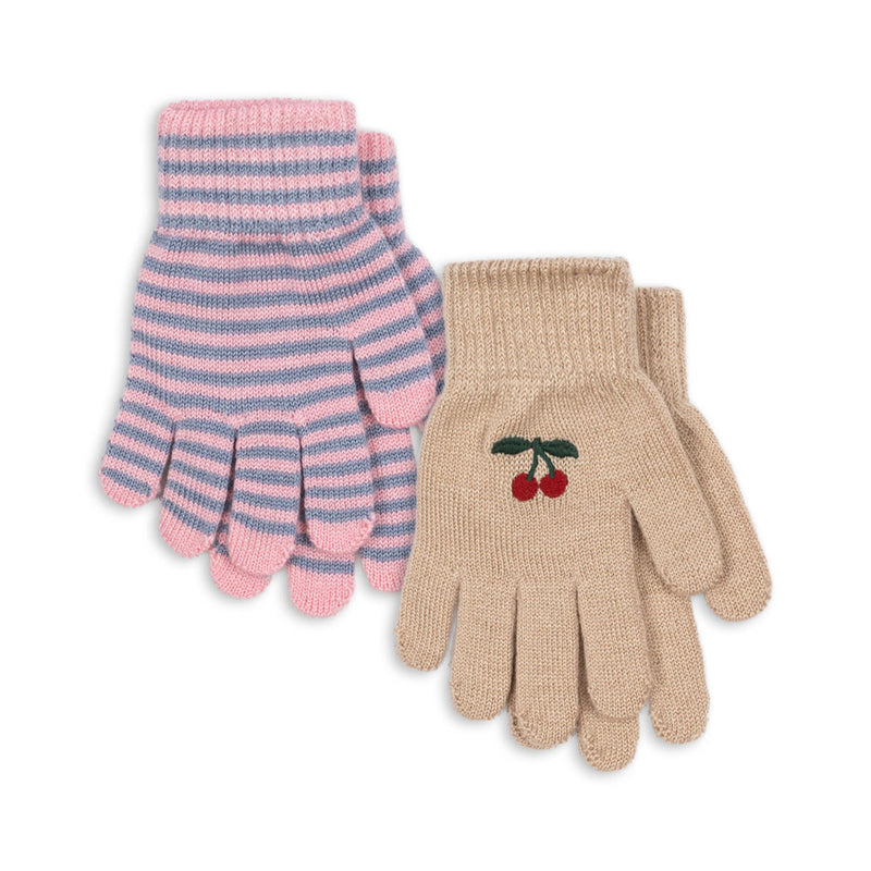 Konges Sløjd Strickhandschuhe Filla 2 Pack Cherry Stripe bei Yay Kids