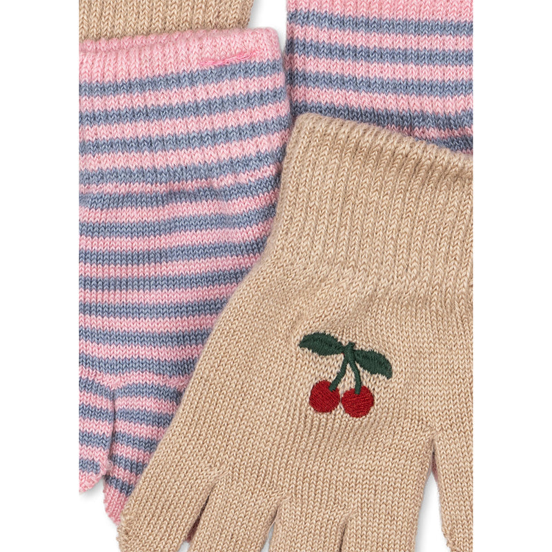 Konges Sløjd Strickhandschuhe Filla 2 Pack Cherry Stripe bei Yay Kids