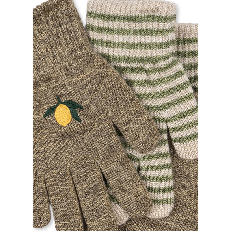 Konges Sløjd Strickhandschuhe Filla 2 Pack Lemon Stripe bei Yay Kids