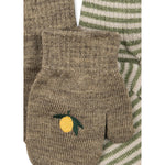 Konges Sløjd Mittens Fäustling Strickhandschuhe Filla 2 Pack Lemon/Stripe bei Yay Kids