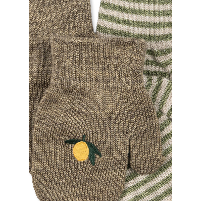 Konges Sløjd Mittens Fäustling Strickhandschuhe Filla 2 Pack Lemon/Stripe bei Yay Kids