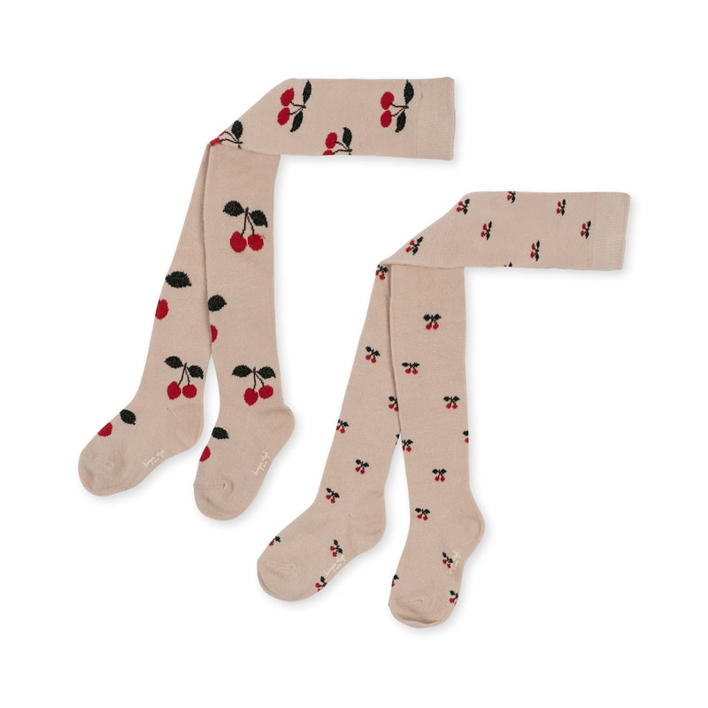 Konges Slojd Kinderstrumpfhosen mit Kirschen-Illustration in Rosa bei Yay Kids
