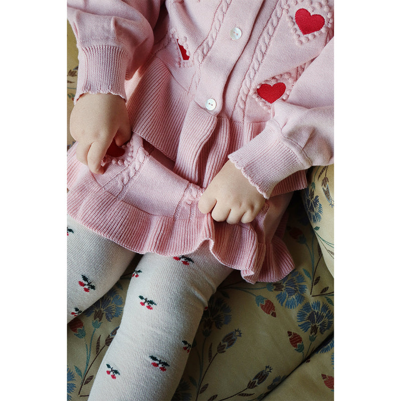 Konges Slojd Kinderstrumpfhosen mit Kirschen-Illustration in Rosa bei Yay Kids