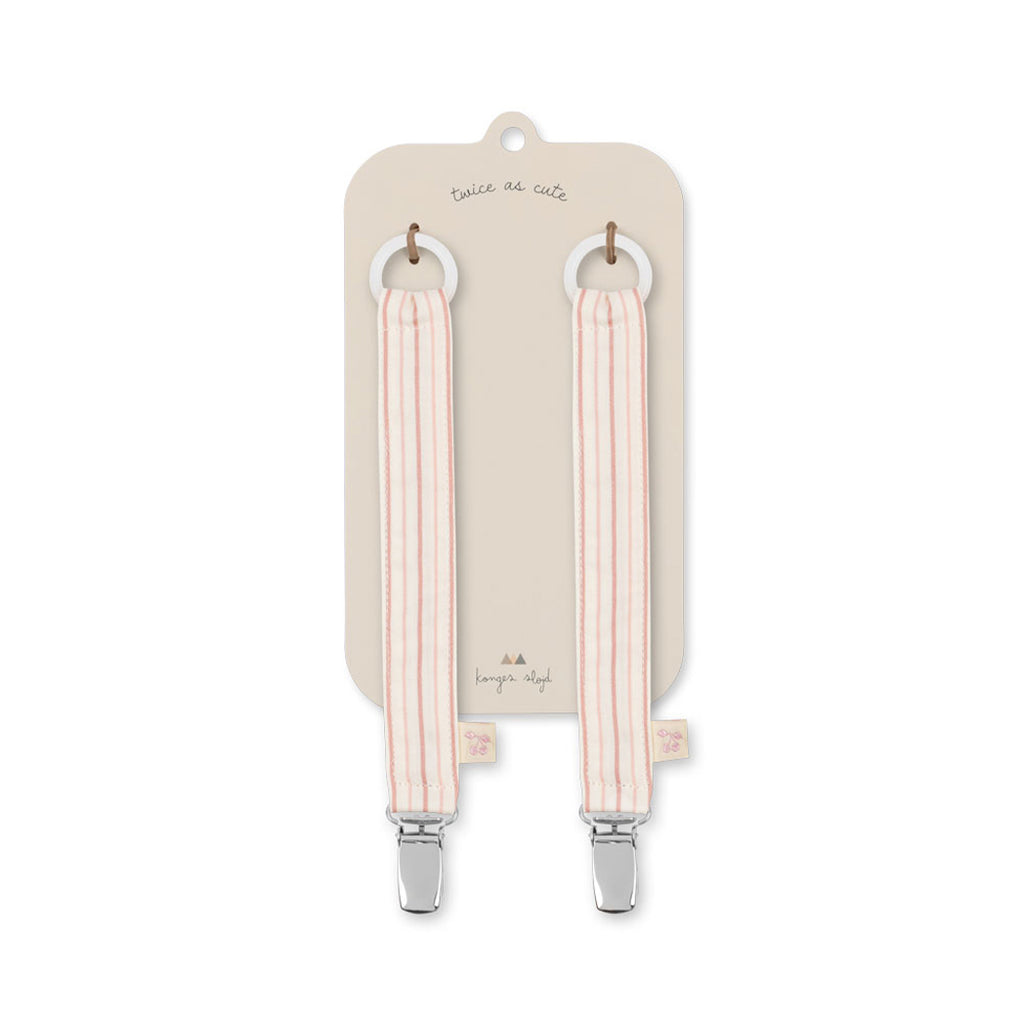 Schnullerkette aus Stoff Stripe Petite Rose 2er Pack