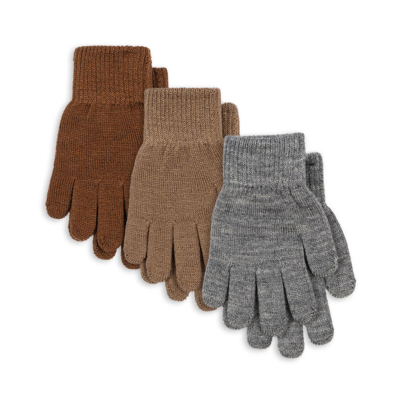 Konges Sløjd Strickhandschuhe Filla 2 Pack Grey Melange/Beige/Brown bei Yay Kids