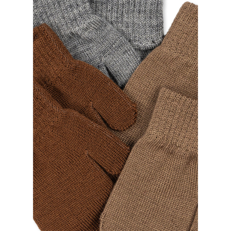 Konges Sløjd Mittens Fäustling Strickhandschuhe Filla 2 Pack Grey Melange/Beige/Brown bei Yay Kids