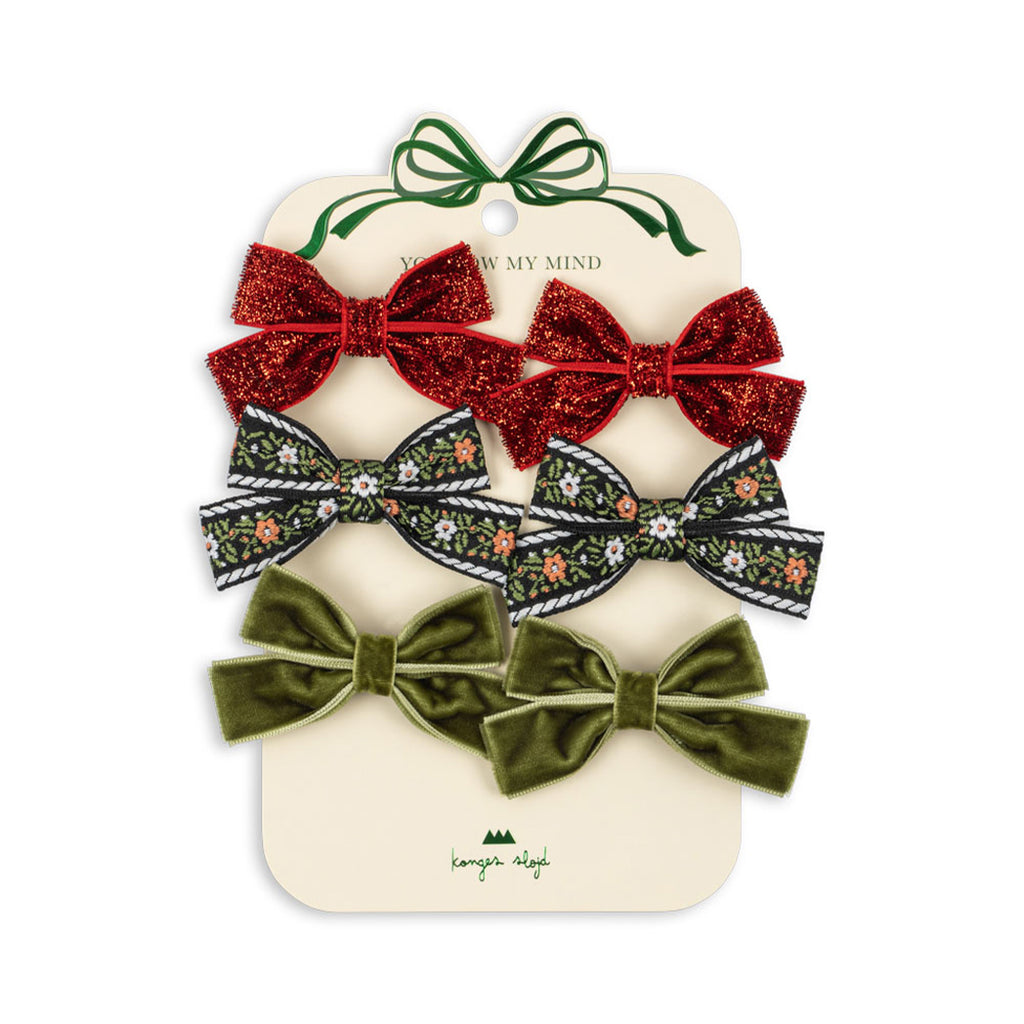 Konges Slojd Haarclips Samt Schleifen Micki 6er- Pack Red/Green bei Yay Kids