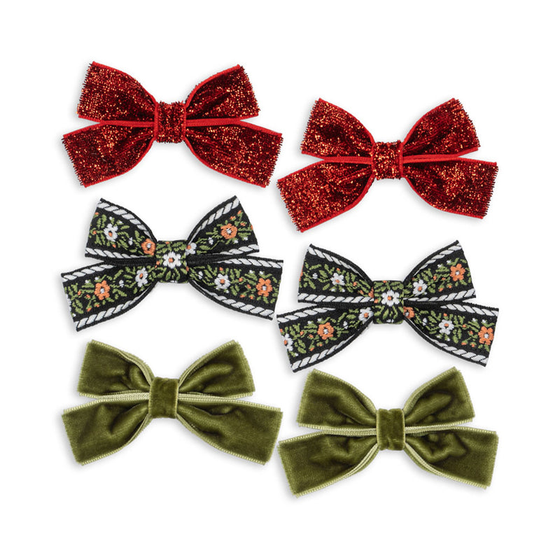 Konges Slojd Haarclips Samt Schleifen Micki 6er- Pack Red/Green bei Yay Kids