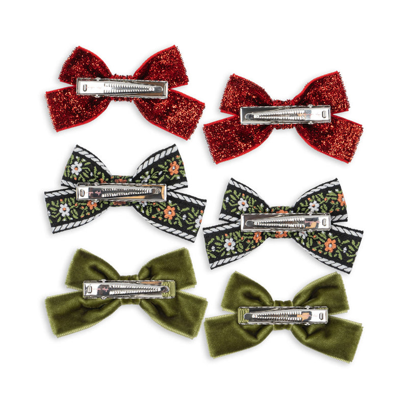 Konges Slojd Haarclips Samt Schleifen Micki 6er- Pack Red/Green bei Yay Kids