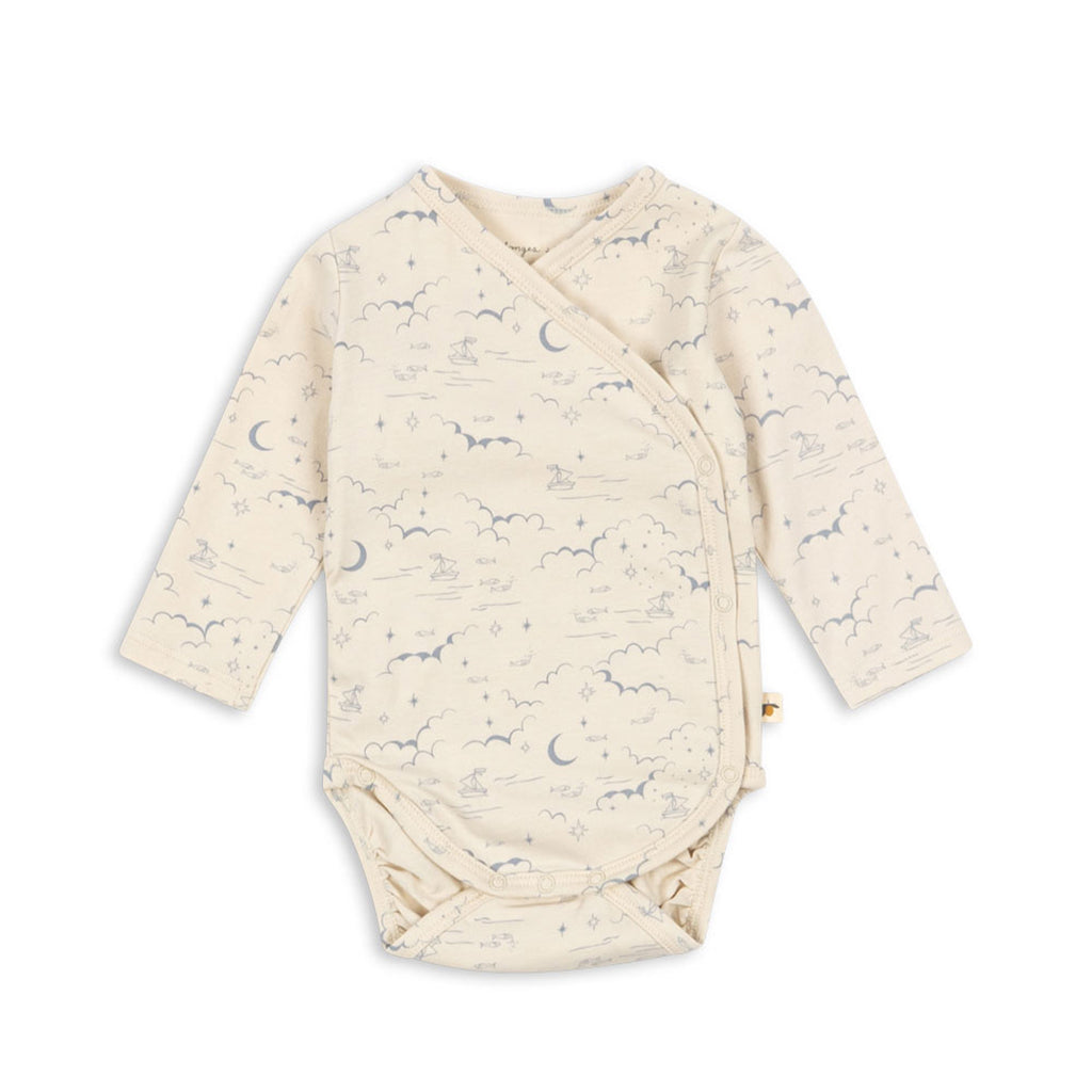 Konges Sløjd Neugeborenen Body Basic LS GOTS Cielo Marino bei Yay Kids