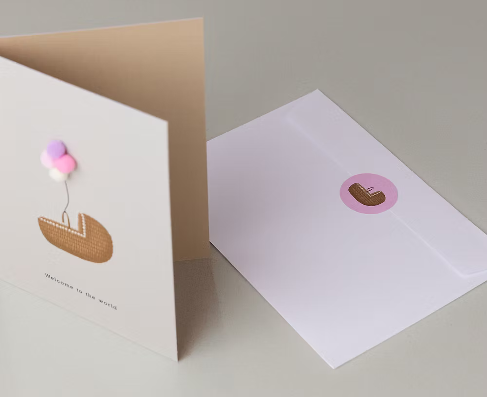 Greeting Card Baby Pink "Welcome to the world"