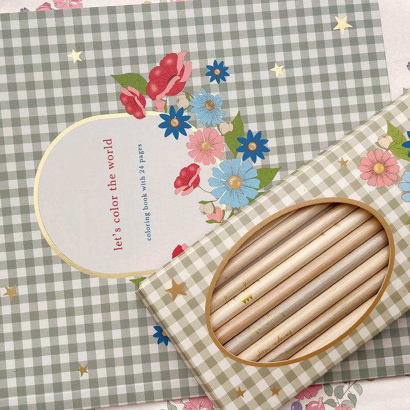 Konges Sløjd Malbuch und Buntstifte Set Green Tea Check bei Yay Kids