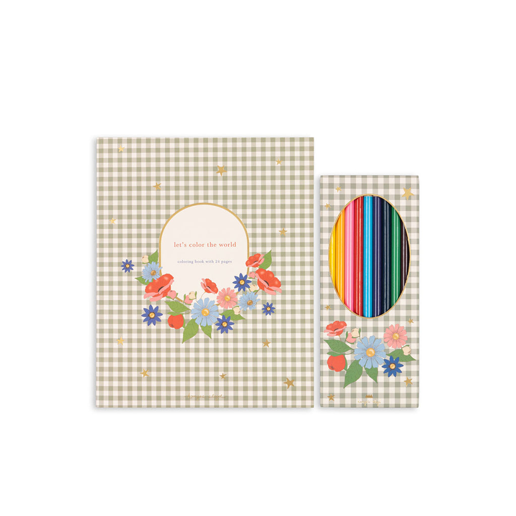 Konges Sløjd Malbuch und Buntstifte Set Green Tea Check bei Yay Kids