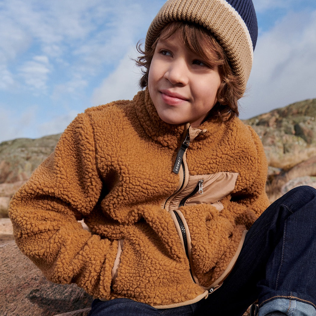 Liewood Kinder Fleece Jacke Nolan Golden caramel/ Oat mix bei Yay Kids