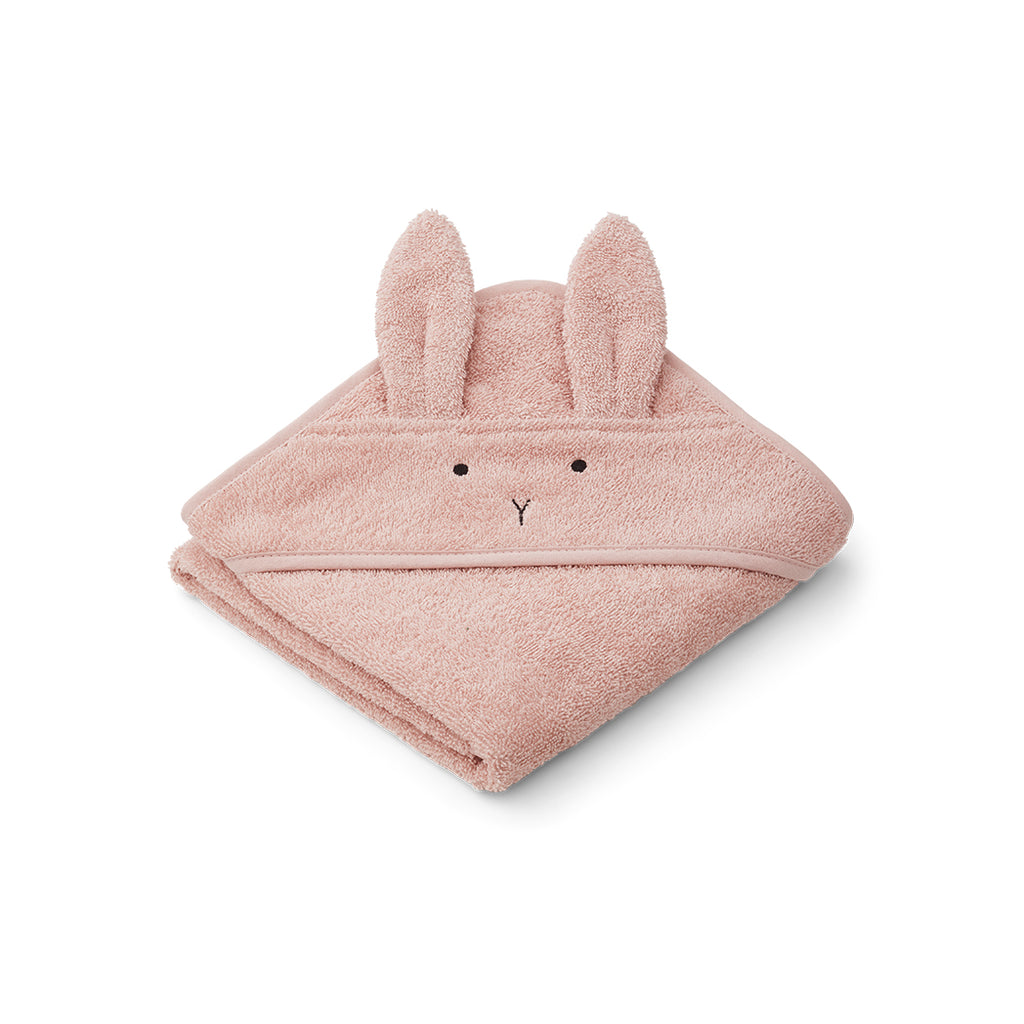 Liewood Baby Badetuch mit Kapuze Albert Rabbit rose bei Yay Kids