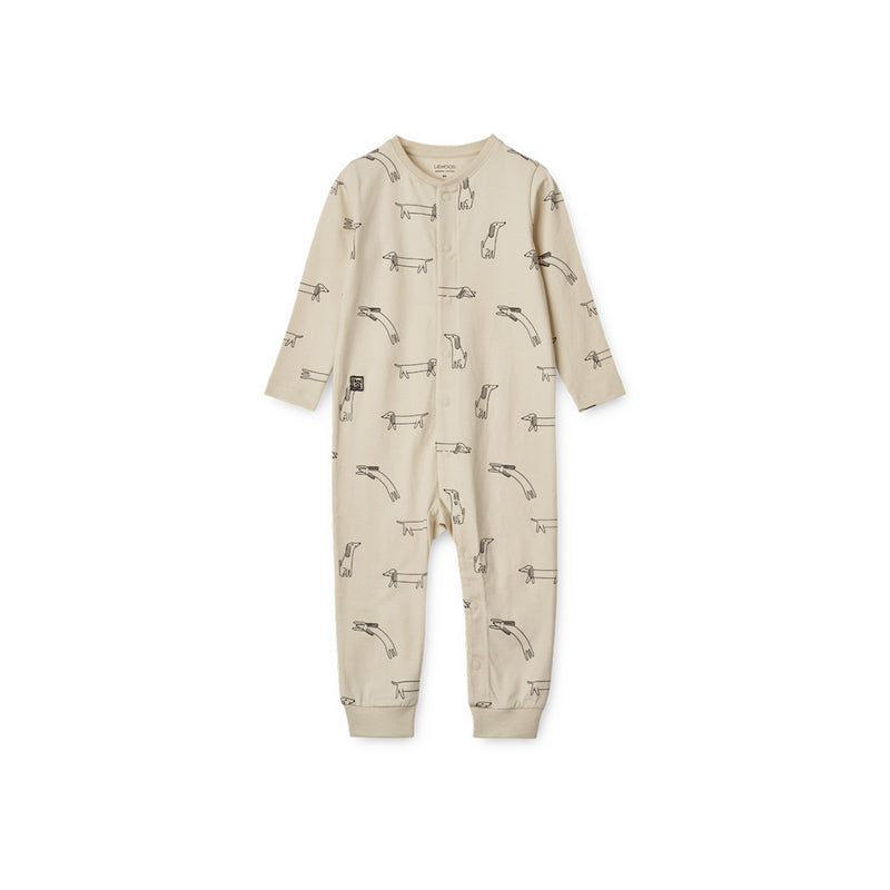 Liewood Kinder Pyjama Birk Jumpsuit Dogs / Sandy bei Yay Kids