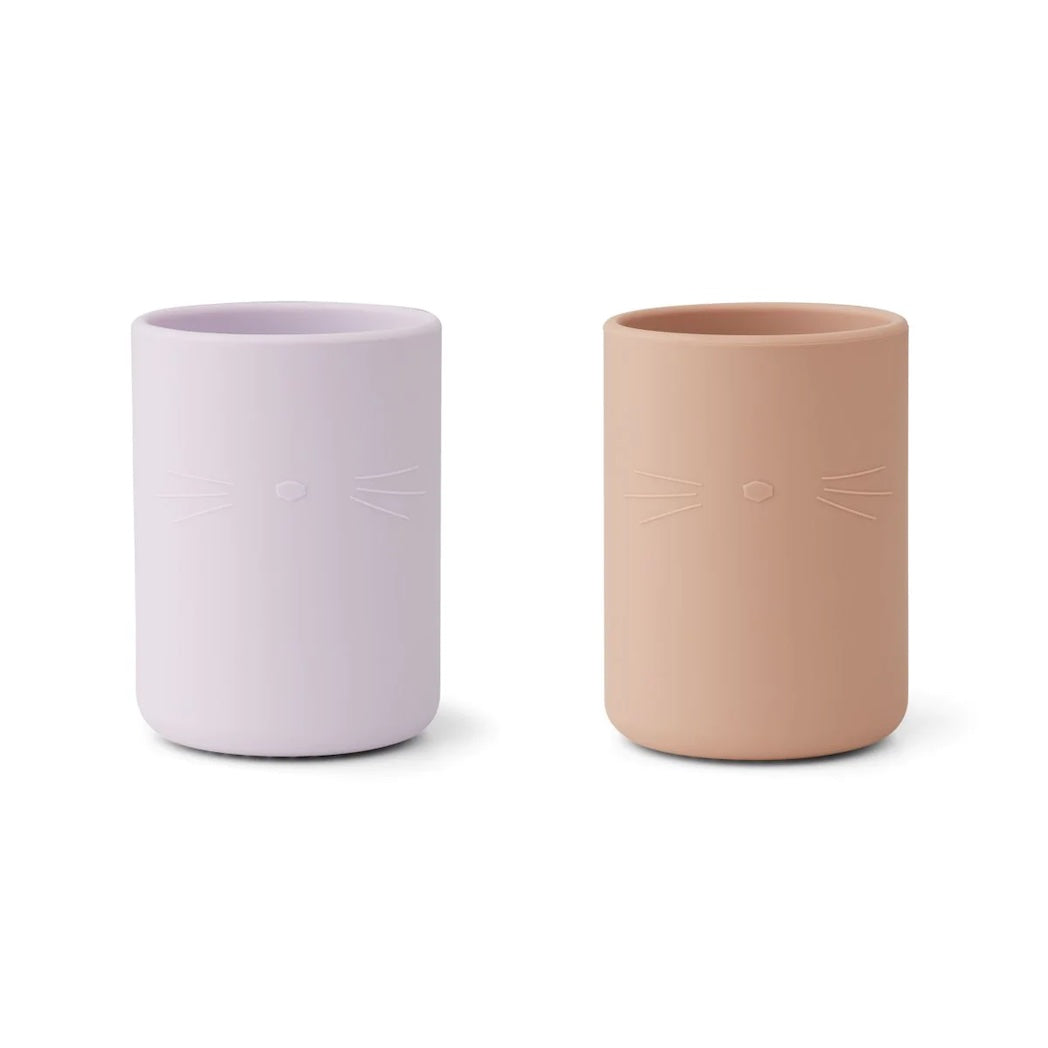 Liewood Kinder Silikon Trinkbecher Ethan Cat Light lavender rose mix bei Yay Kids
