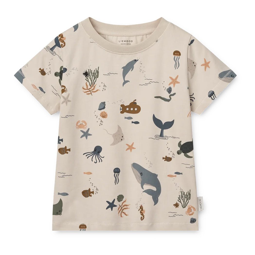 Liewood Bedrucktes Pyjama-Set Ilford Sea creature / Sandy bei Yay Kids