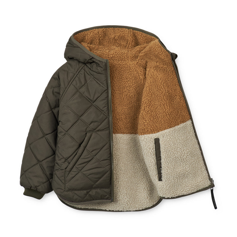 Liewood Wendbare Kinder Thermojacke Jackson Army brown mix Yay Kids
