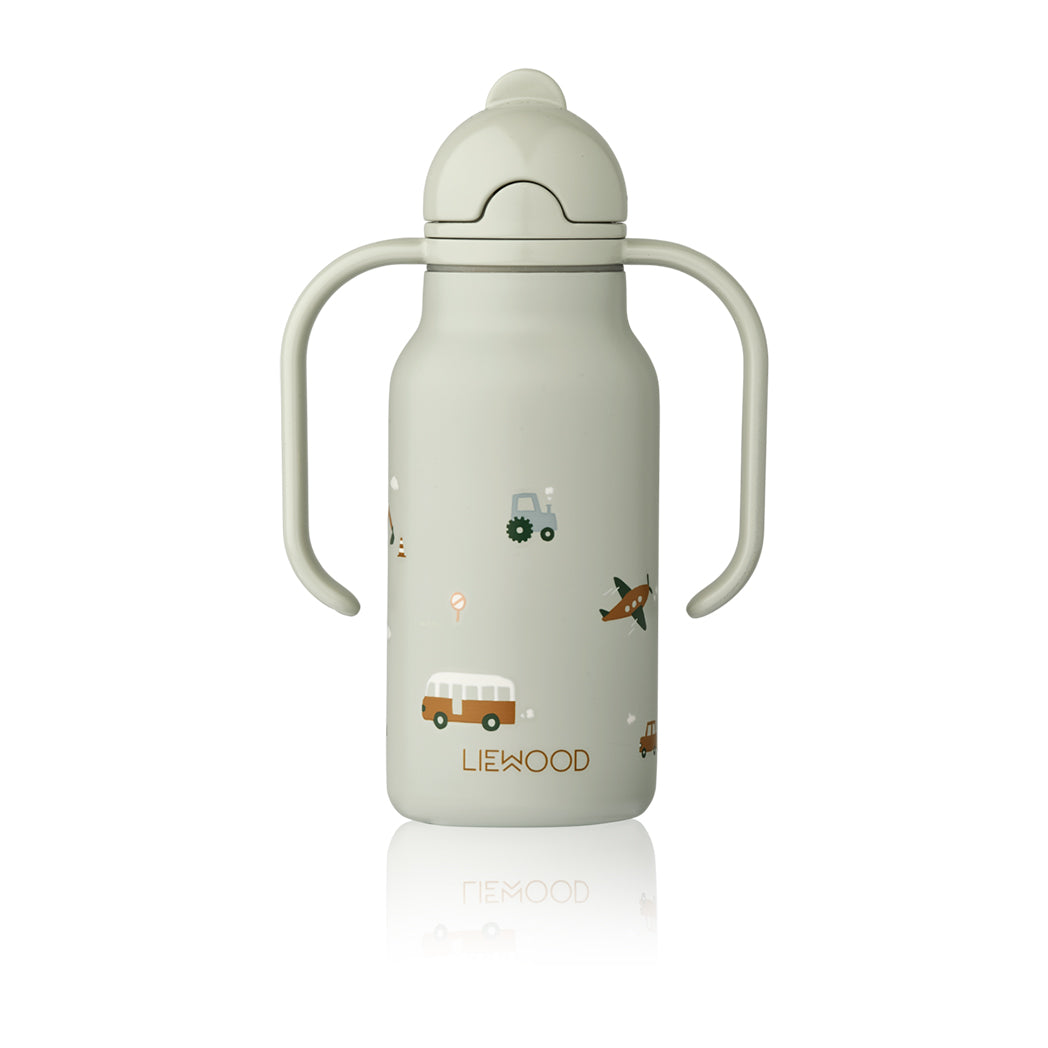 Liewood Trinkflasche Kimmie Vehicles / Dove blue 250 ml bei Yay Kids