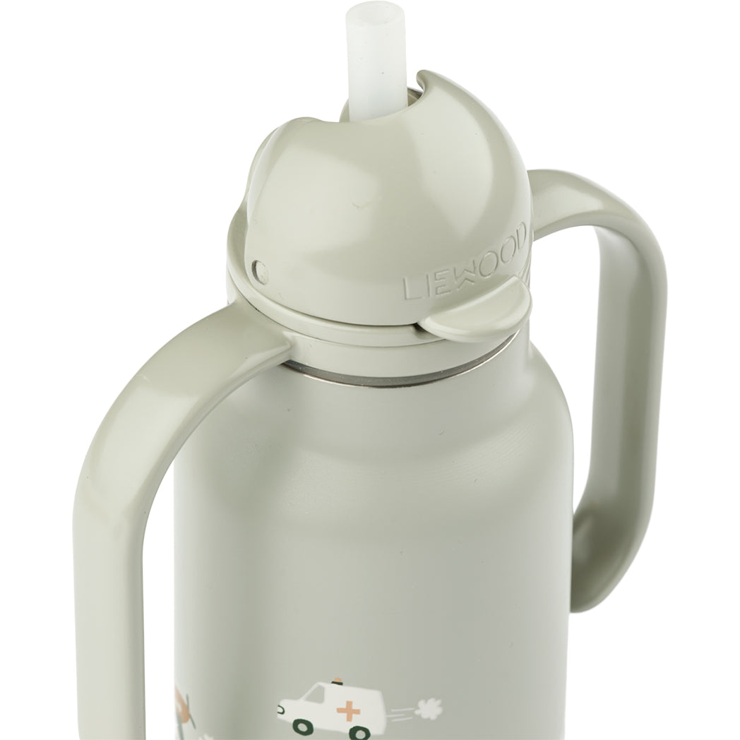 Liewood Trinkflasche Kimmie Vehicles / Dove blue 250 ml bei Yay Kids