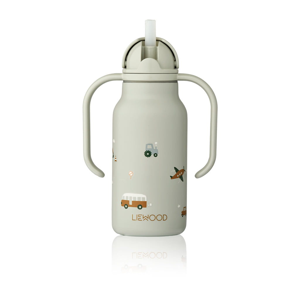 Liewood Trinkflasche Kimmie Vehicles / Dove blue 250 ml bei Yay Kids