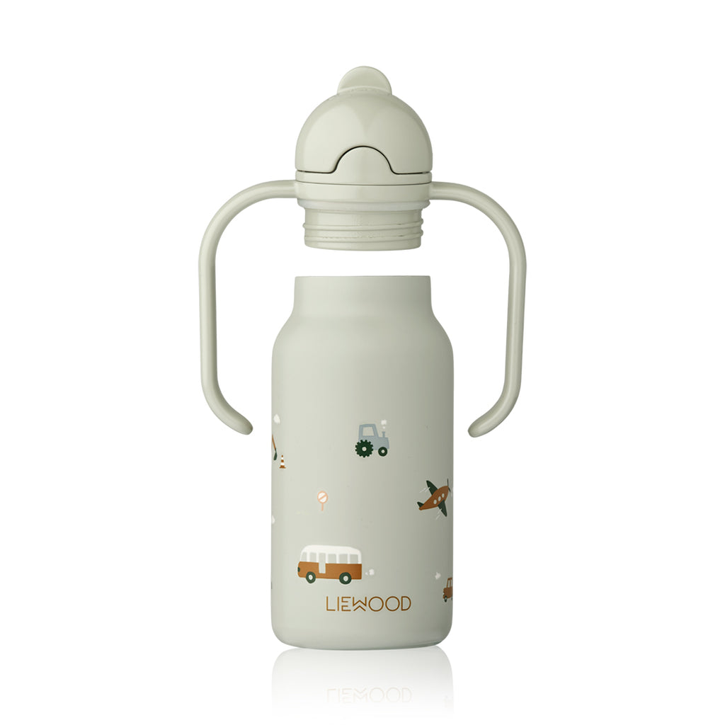 Liewood Trinkflasche Kimmie Vehicles / Dove blue 250 ml bei Yay Kids