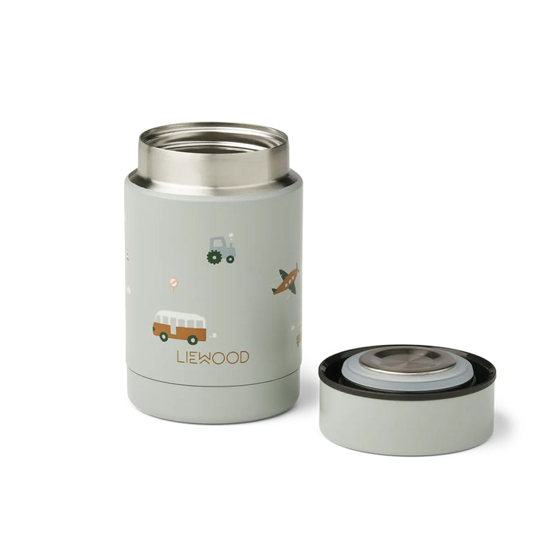 Liewood Baby Brei Thermosbecher Nadja Vehicles dove blue mix bei Yay Kids