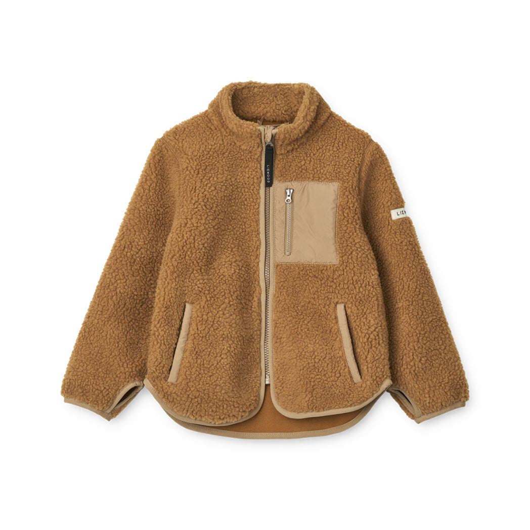 Liewood Kinder Fleece Jacke Nolan Golden caramel/Oat mix bei Yay Kids
