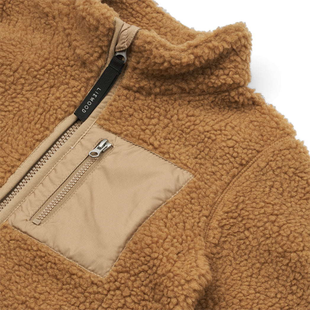 Liewood Kinder Fleece Jacke Nolan Golden caramel/Oat mix bei Yay Kids
