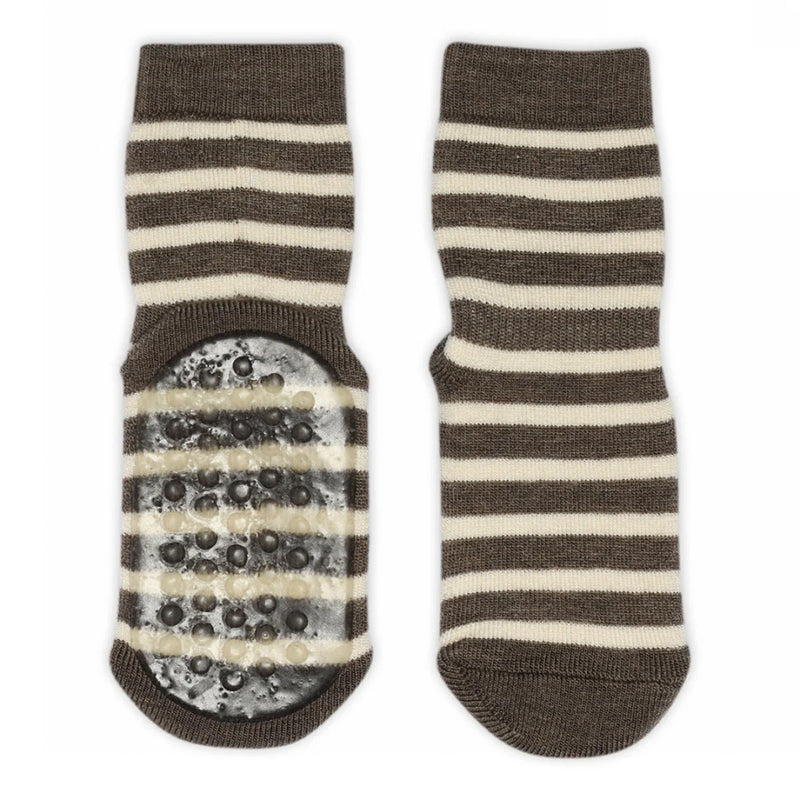 MPDenmark Kinder Anti-Rutsch Socken Eli Brown Melange bei Yay Kids