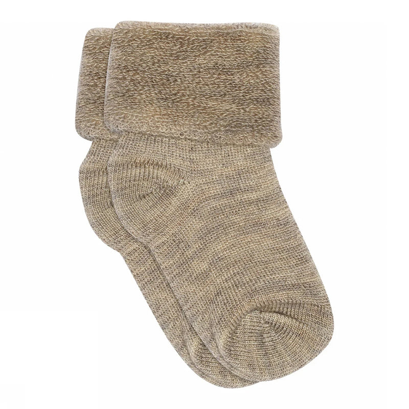 MPDenmark Gerippte Baby Wollsocken Light Brown Melange bei Yay Kids