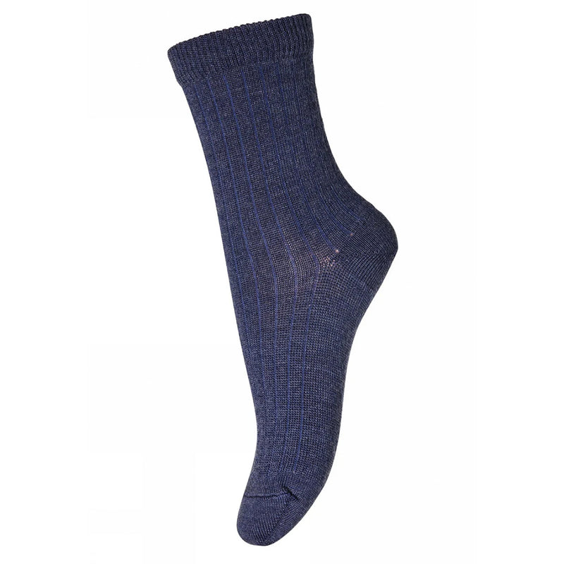 MPDenmark Wool Rib Socks Dark Denim Melange bei Yay Kids