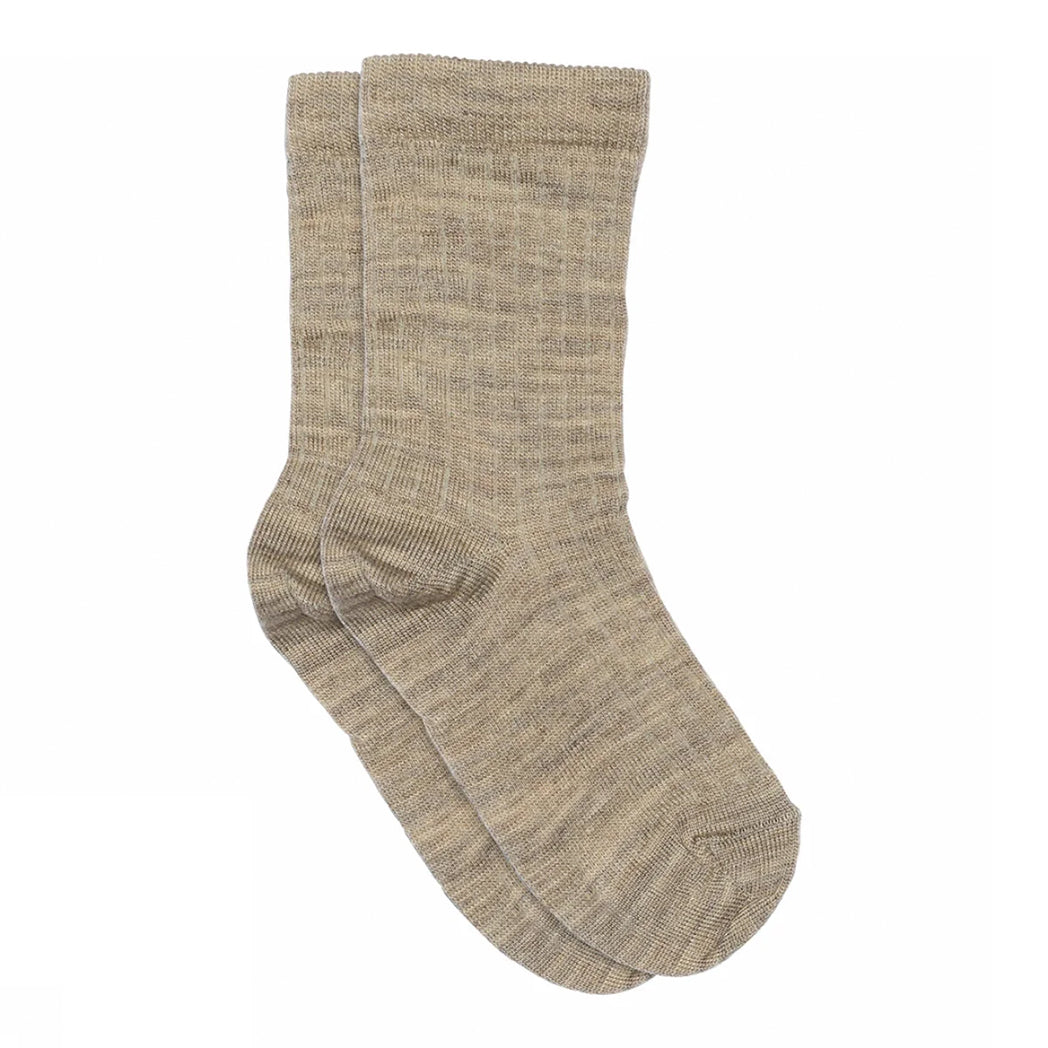 MPDenmark Gerippte Wollsocken Light Brown Melange bei Yay Kids