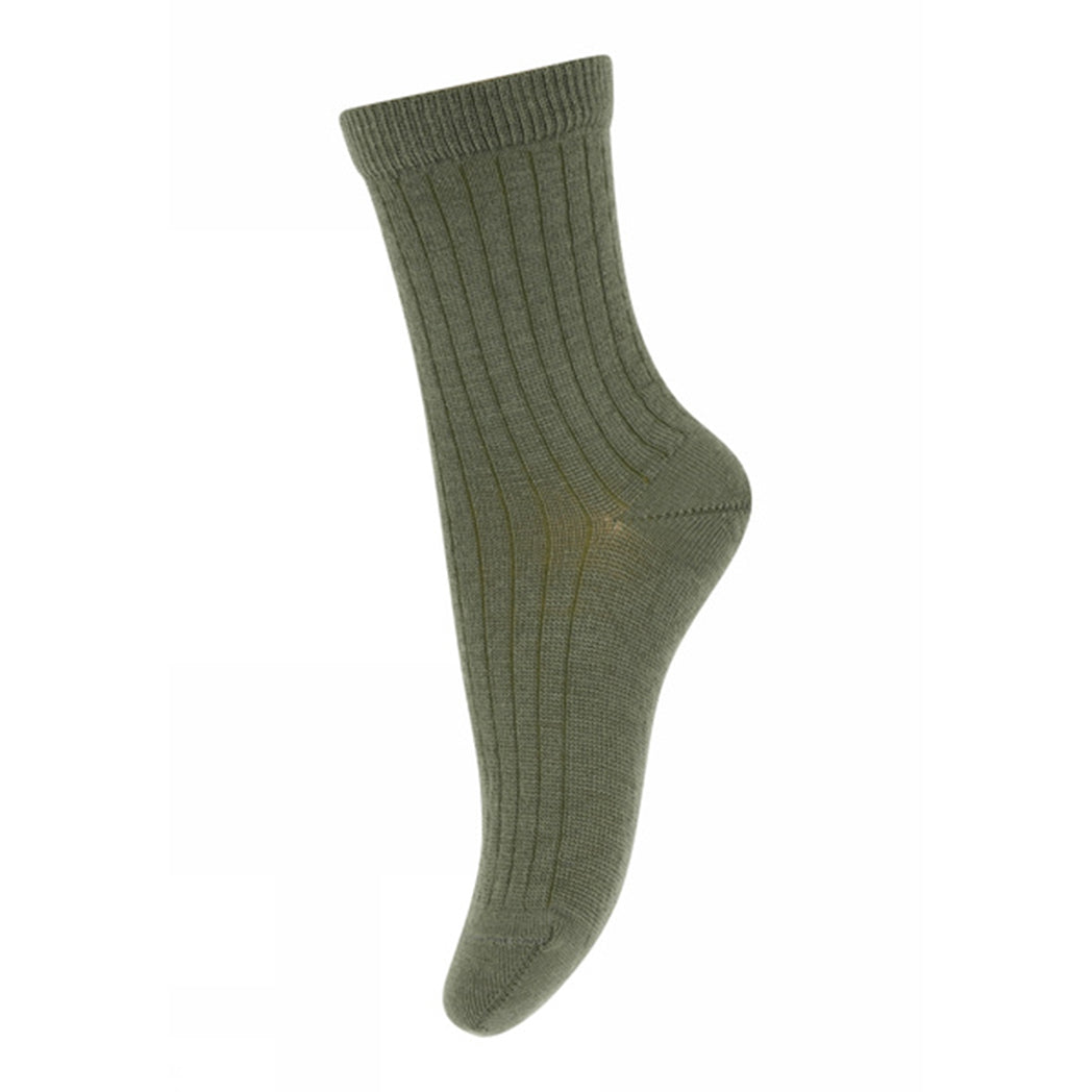 MPDenmark Gerippte Wollsocken Olivine bei Yay Kids