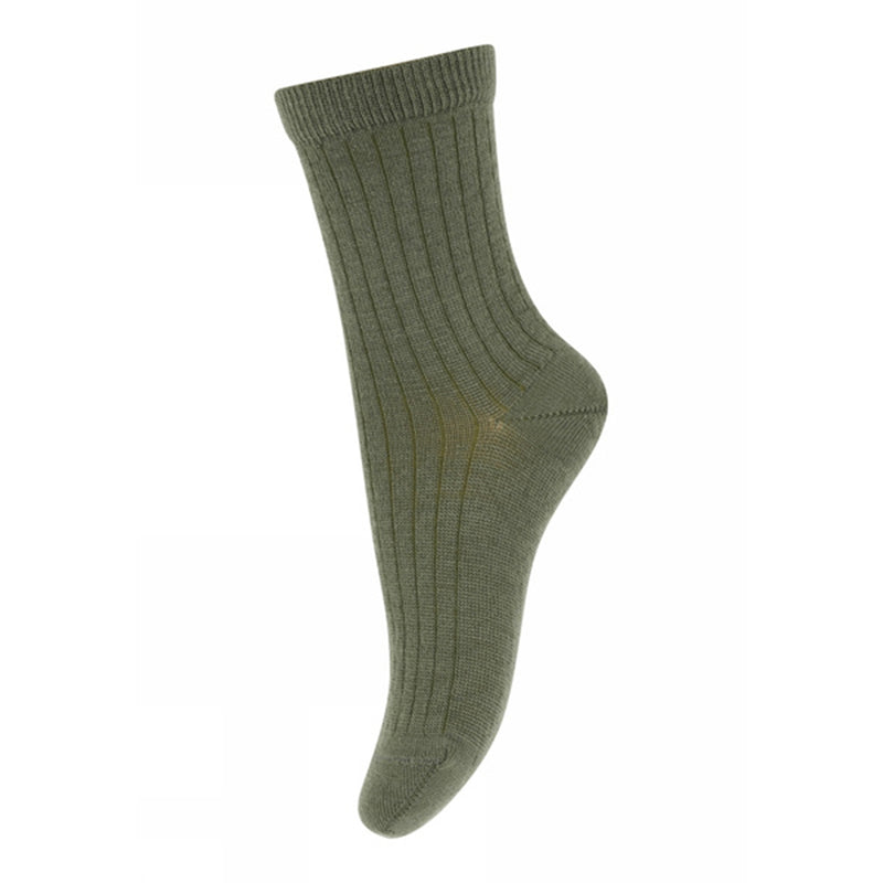 MPDenmark Gerippte Wollsocken Olivine bei Yay Kids
