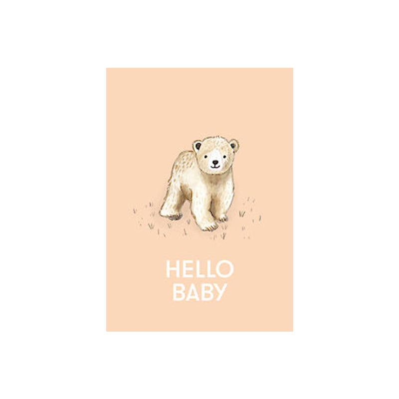 Ma'Loulou Postkarte Baby Bär Hello Baby Apricot bei Yay Kids