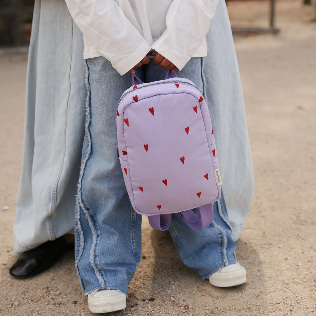 Studio Noos Kinder Rucksack Mini Puffy Purple Hearts bei Yay Kids