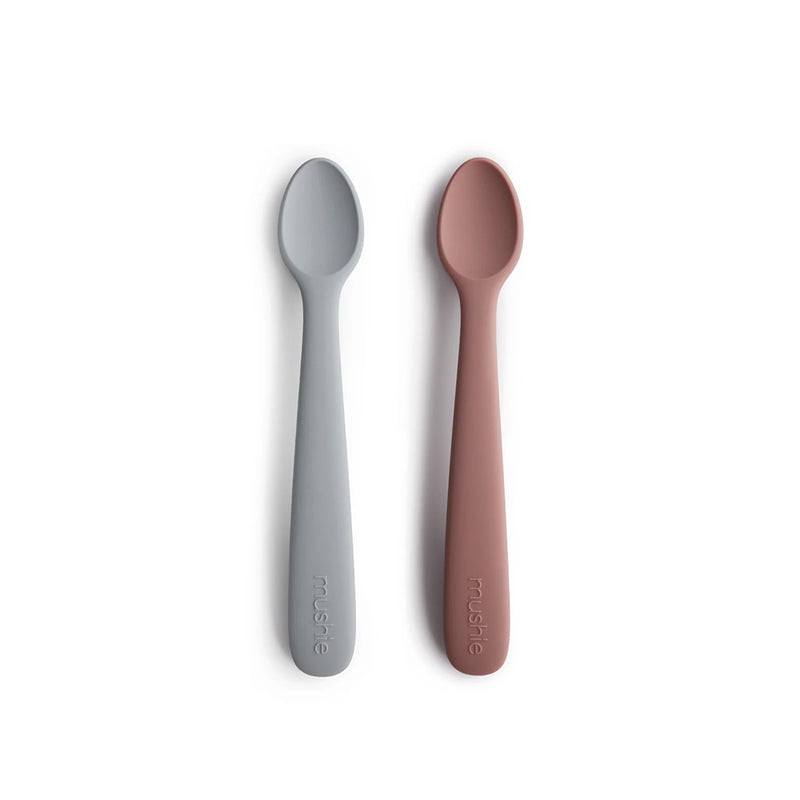Mushie Silikon Baby Löffel Set Stone/ Cloudy Mauve bei Yay Kids