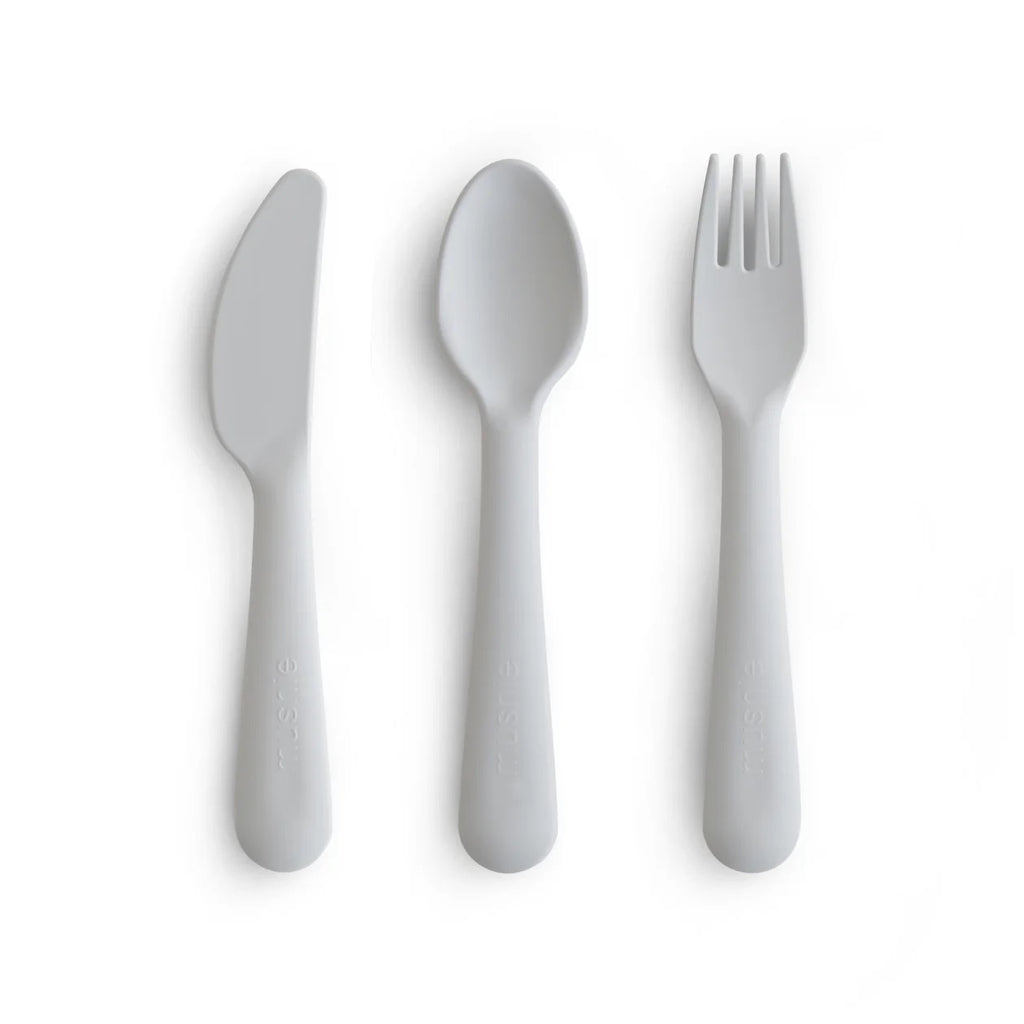 Mushie Kinder Plastik Besteck Set Cloud bei Yay Kids