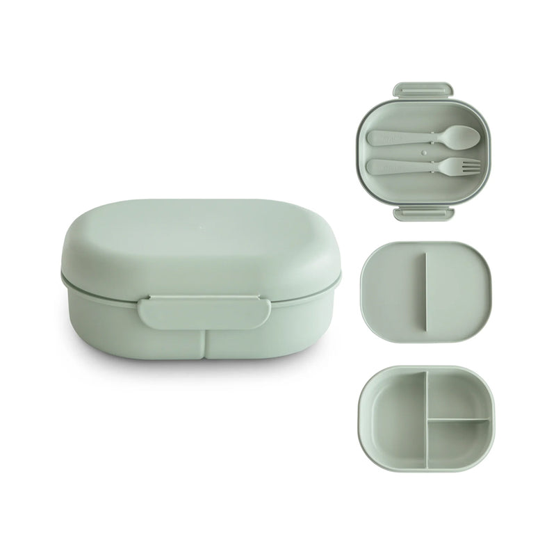 Mushie Kinder Lunchbox mit Besteck Sage bei Yay Kids