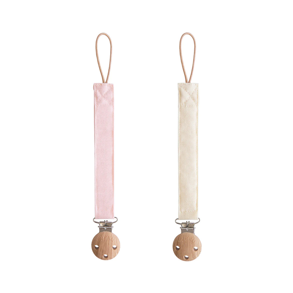 Mushie Baby Nuggikette aus Stoff Blush/ Cream bei Yay Kids