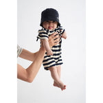 My Little Cozmo Frottee Baby Jumpsuit Archer Navy Stripes bei Yay Kids