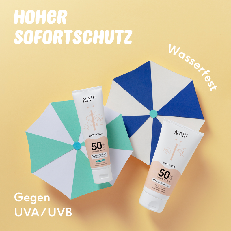 Naïf Kinder Mineralische Sonnencreme Parfümfrei SPF50 bei Yay Kids