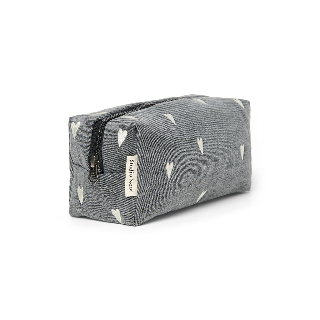 Studio Noos Necessaire Pouch Grey Denim Hearts bei Yay Kids