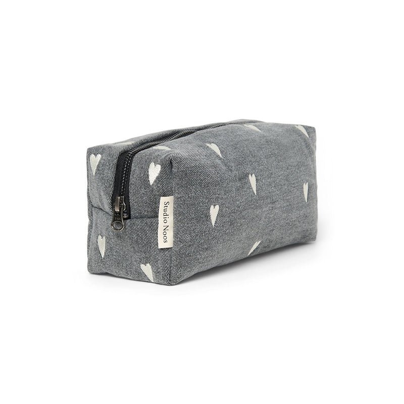Studio Noos Necessaire Pouch Grey Denim Hearts bei Yay Kids
