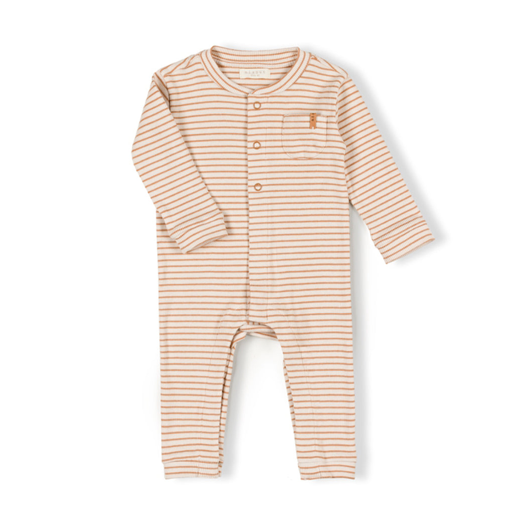 Nixnut Babystrampler Tof Caramel Stripe bei Yay Kids