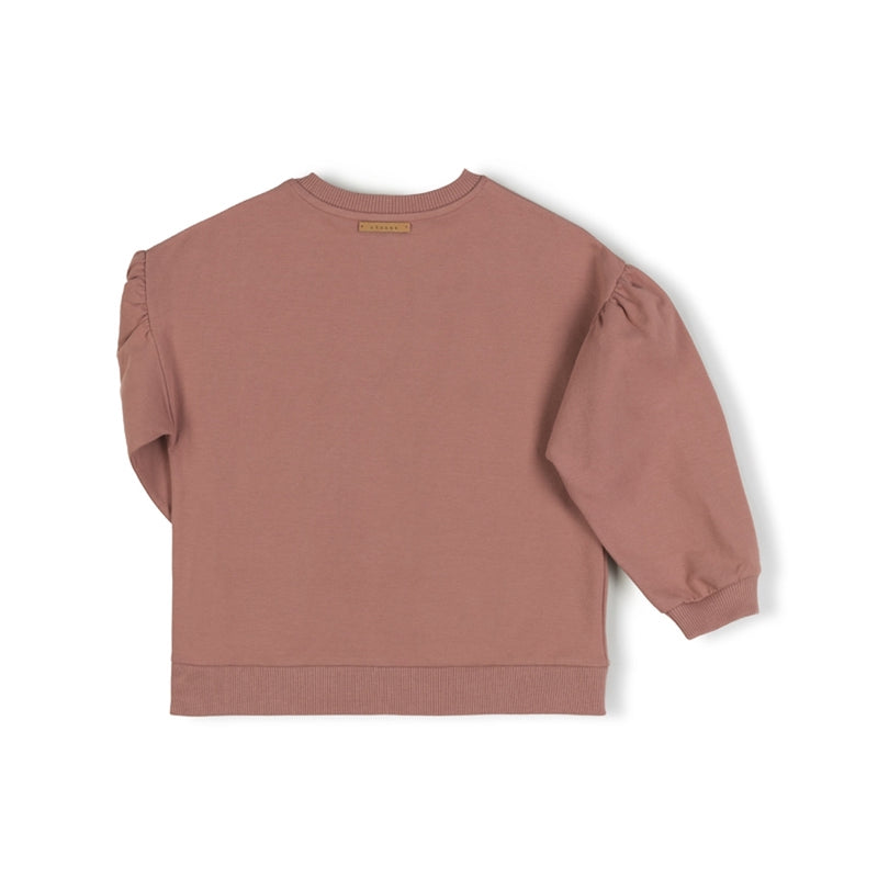 Nixnut Mädchen Pullover mit Puffärmeln in dunklem Rosa bei Yay Kids